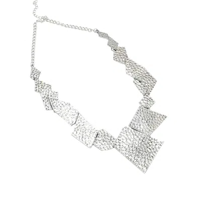 Sohi Women's Silver Geometric Statement Necklace