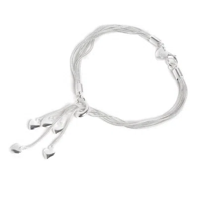 Sohi Women's Silver Heart Charm Bracelet