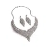Sohi Women's Silver Leaf Bling Cluster Necklace And Earrings (set Of 2) In Silver