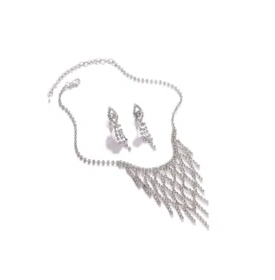 Sohi Women's Silver Plated Designer Jewellery Set