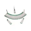 Sohi Women's Silver Plated Designer Jewellery Set In Green