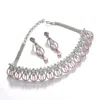 Sohi Pink Color Silver Plated Designer Stone Necklace Set For Women's In Metallic