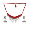 Sohi Women's Silver Plated Designer Jewellery Set In Red