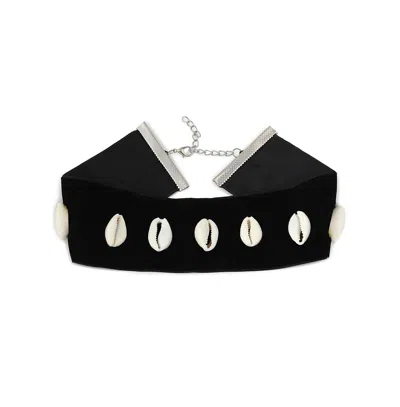 Sohi Women's Silver Plated Designer Necklace In Black