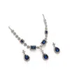 Sohi Women's Silver Plated Designer Stone Jewellery Set In Blue