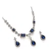 Sohi Women's Silver Plated Designer Stone Jewellery Set In Blue