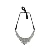 Sohi Silver Color Silver Oxidised Triangular Necklace For Women's In Silver