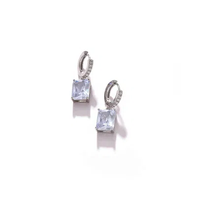 Sohi Women's Silver-plated Stone Hoop Earrings