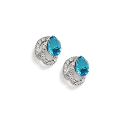 Sohi Women's Silver-plated Stone Stud Earrings In Blue