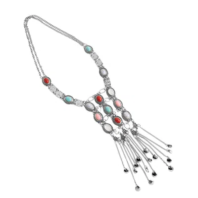 Sohi Women's Silver Regal Statement Necklace