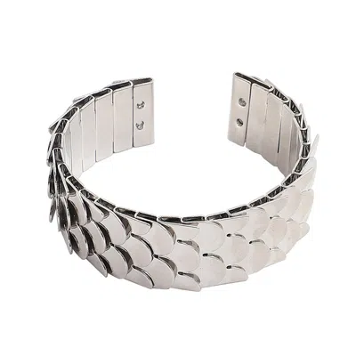 Sohi Women's Silver Scale Cuff Bracelet