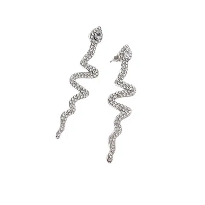 Sohi Women's Silver Serpent Drop Earrings