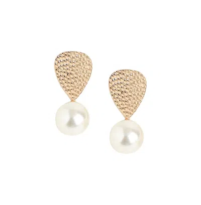 Sohi Women's Silver Snowball Drop Earrings In White