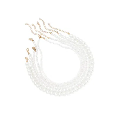 Sohi Women's Silver Snowball Multi-layered Necklace In White
