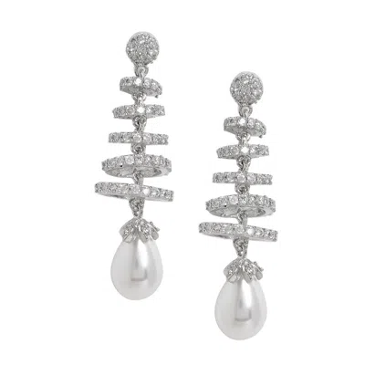 Sohi Women's Silver Swirl Drop Earrings