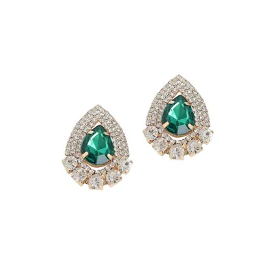 Sohi Women's Silver Teardrop Stud Earrings