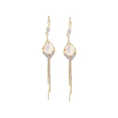 Sohi Women's Sleek Drop Earrings In Silver