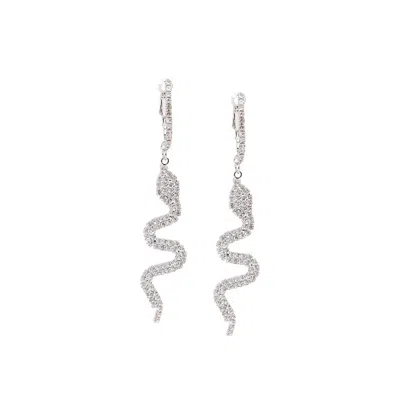 Sohi Women's Snake Bling Drop Earrings In Silver