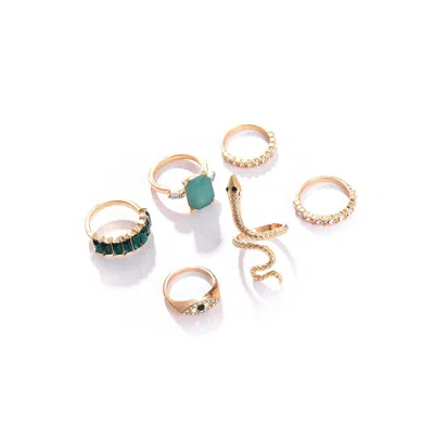 Sohi Women's Snakehead Multi-layer Ring In Green