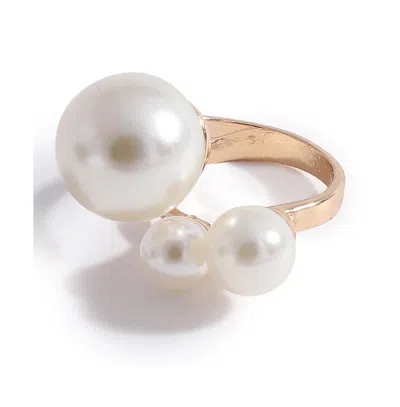 Sohi Women's Brown Snowball Cocktail Ring In White