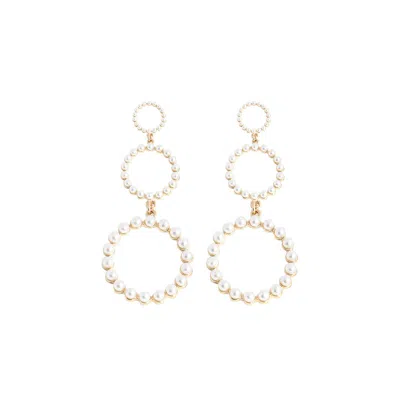 Sohi Women's Snowball Drop Earrings In White