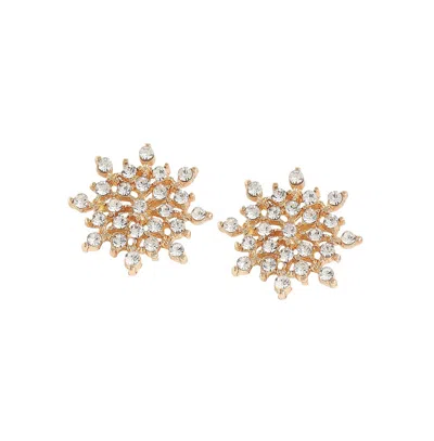 Sohi Women's Snowflake Stud Earrings In Gold