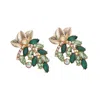 Sohi Women's Stone Cluster Drop Earrings In Green