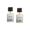 Sohi Women's Black Stone Drop Earrings In Black