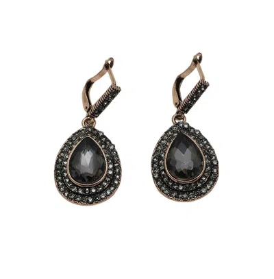 Sohi Women's Stone Drop Earrings In Black