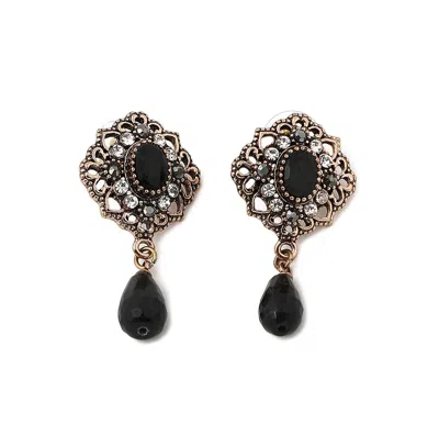 Sohi Women's Stone Drop Earrings In Black