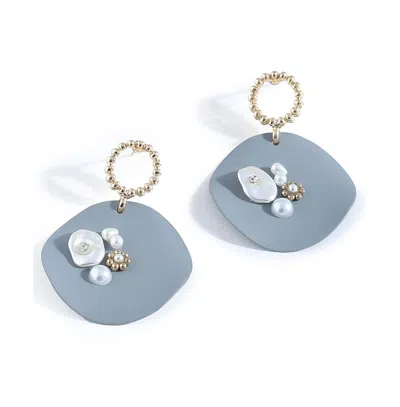Sohi Women's Stone Drop Earrings In Blue