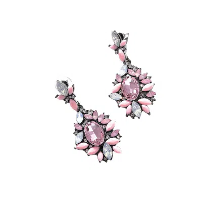 Sohi Women's Stone Drop Earrings In Pink