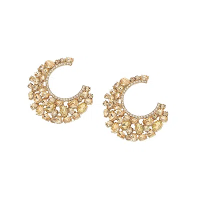 Sohi Women's Stone Hoop Earrings In Gold
