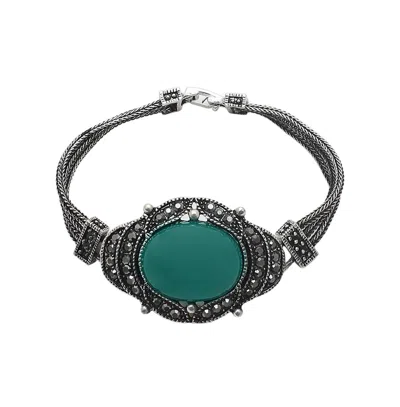 Sohi Women's Stone Statement Bracelet In Green