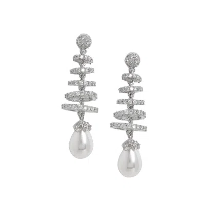 Sohi Women's Swirl Drop Earrings In Silver