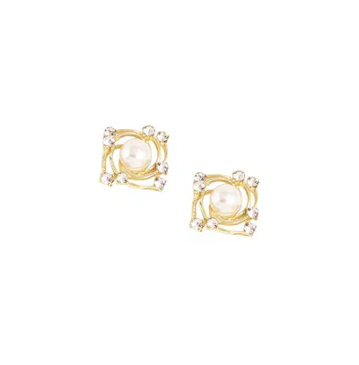 Sohi Women's Swirl Stud Earrings In White