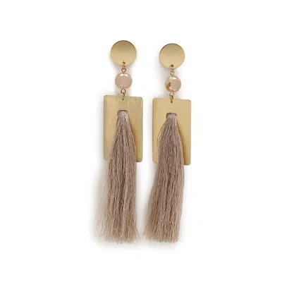 Sohi Women's Tassel Drop Earrings In Beige