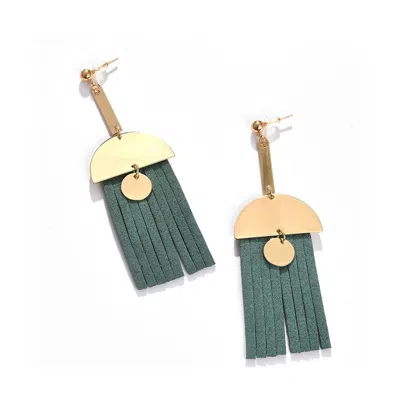 Sohi Women's Tassel Drop Earrings In Green