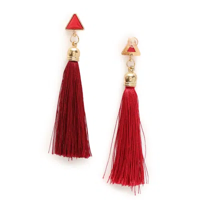 Sohi Women's Tassel Drop Earrings In Red
