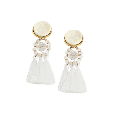 Sohi Women's Tassel Drop Earrings In White
