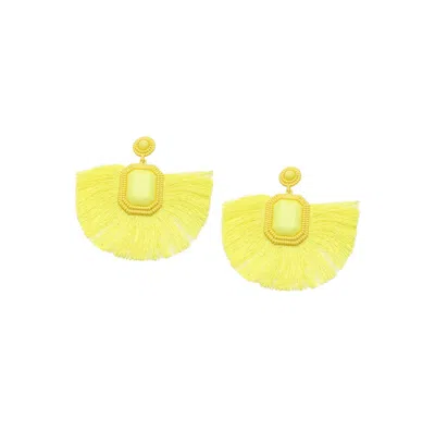 Sohi Women's Tassel Drop Earrings In Yellow