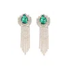 Sohi Women's Teardrop Bling Drop Earrings In Green