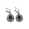 Sohi Women's Teardrop Drop Earrings In Green