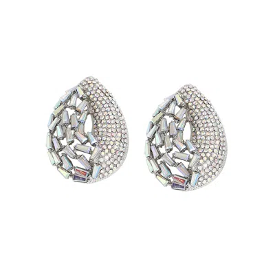 Sohi Women's Teardrop Drop Earrings In Silver