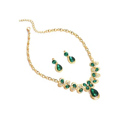 Sohi Women's Teardrop Jewellery Set In Green