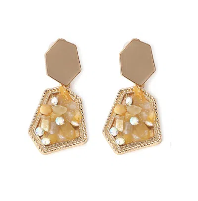 Sohi Women's Textured Drop Earrings In Gold