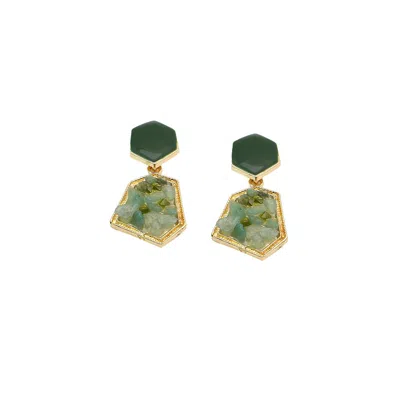 Sohi Women's Textured Drop Earrings In Green