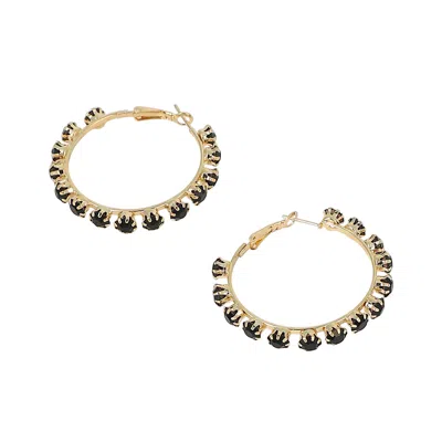 Sohi Women's The All-over-stud Hoop Earrings - Onyx Black