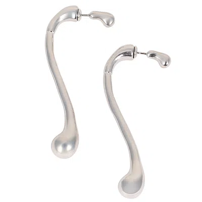 Sohi Women's The Back-drip Drop Earrings - Metallic Silver