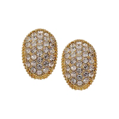 Sohi Women's The Bijou-oval Stud Earrings - Crystal Silver In Gold
